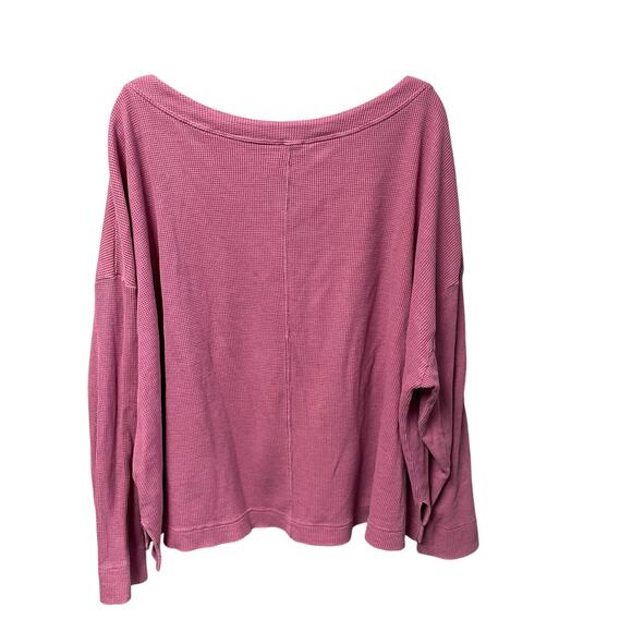 Anthropologie Pilcro Pink Thermal Knit V Neck Long Sleeve Shirt Womens 2X - Picture 7 of 8